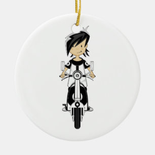 Retro Mod Girl op Scooter Ornament