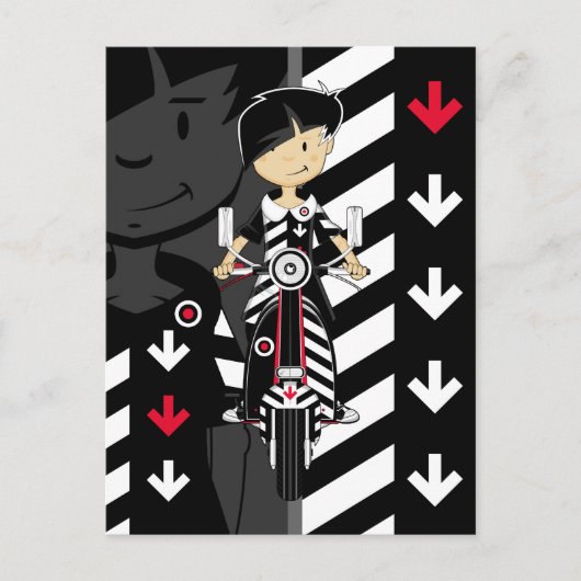 Retro Mod Girl sur Scooter carte postale (Devant)