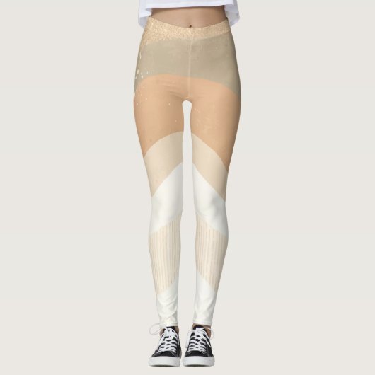 Retro mod golven aardse neutrale Mode Leggings (Voorkant)