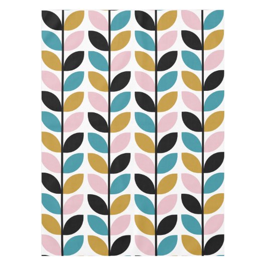 Retro Mod Leaves Stems Patroon Tafelkleed (Voorkant)