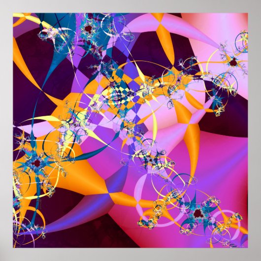 Retro-Mod Mandelbrot Art Imprimer Poster (Devant)