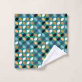 Retro Mod Motifs Aqua Turquoise Mustard Noir Blanc (Gant de toilette)
