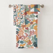 Retro Mod Motifs Turquoise Sage Terracotta Orange