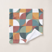 Retro Mod Motifs Turquoise Sage Terracotta Orange (Gant de toilette)