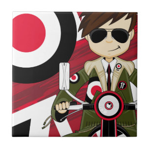 Retro Mod op scooter Tegeltje