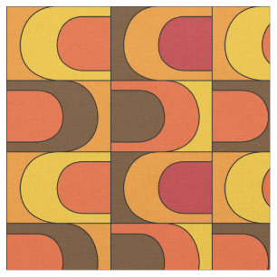 Retro  Mod Oranje Patroon Stof