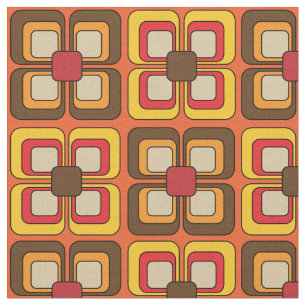 Retro  Mod Oranje Patroon Stof
