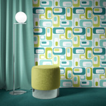 Retro Mod Ovalen Appelgroen Teal Aqua Blauw
