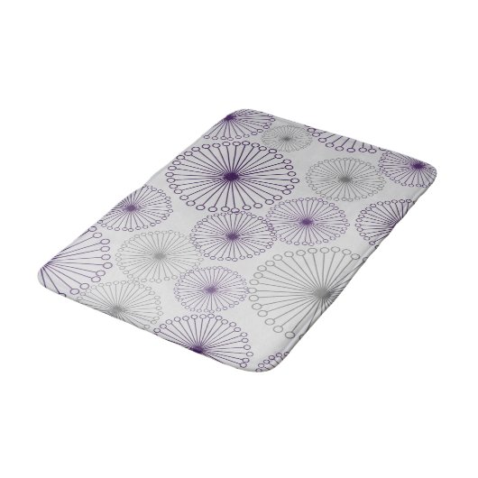 Retro Mod Paars en Grijze Cirkel Abstract Badmat (Gekanteld)