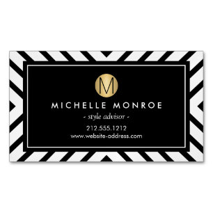Retro mod patroon goud monogram magnetisch visitekaartje magneet