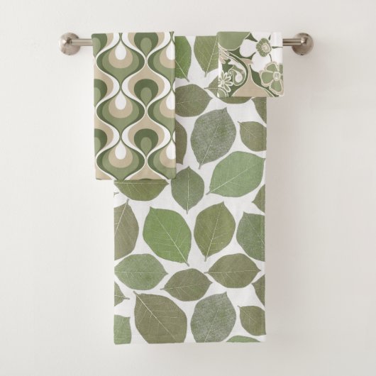 Retro Mod Patterns Sage Olive Green Beige (En situation)