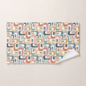 Retro Mod Patterns Teal Sage Terracotta Orange Bad Handdoek (Handdoek)