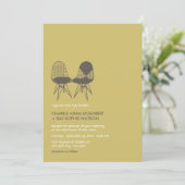 Retro Mod Perfect Stoel Pair Eames Wedding Invite Kaart (Staand voorkant)