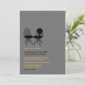 Retro Mod Perfect Stoel Pair Eames Wedding Invite Kaart (Staand voorkant)
