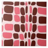 Retro Mod Pink & Chocolate Geometric Ceramic Tile Tegeltje (Voorkant)