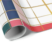 Retro MOD Plaid Red Blue Gold Cadeaupapier (Rol Hoek)