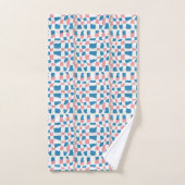 Retro Mod Roze Blauw Checkerboard Abstract Bad Handdoek (Handdoek)