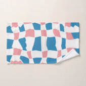 Retro Mod Roze Blauw Checkerboard Abstract Bad Handdoek (Handdoek)