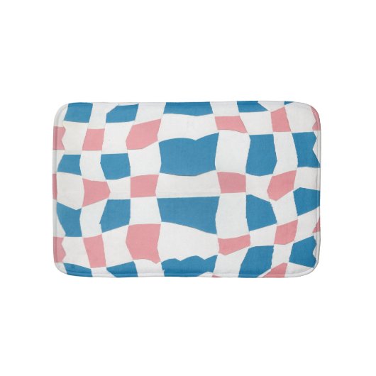 Retro Mod Roze Blauw Checkerboard Abstract Badmat (Voorkant)