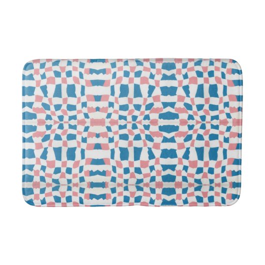 Retro Mod Roze Blauw Checkerboard Abstract Badmat (Voorkant)