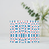 Retro Mod Roze Blauw Checkerboard Abstract Briefkaart (Staand voorkant)