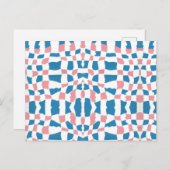 Retro Mod Roze Blauw Checkerboard Abstract Briefkaart (Voorkant / Achterkant)