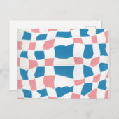 Retro Mod Roze Blauw Checkerboard Abstract Briefkaart (Voorkant / Achterkant)