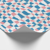 Retro Mod Roze Blauw Checkerboard Abstract Cadeaupapier (Hoek)