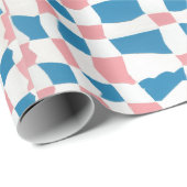 Retro Mod Roze Blauw Checkerboard Abstract Cadeaupapier (Rol Hoek)