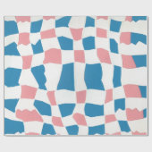 Retro Mod Roze Blauw Checkerboard Abstract Cadeaupapier (Vlak)
