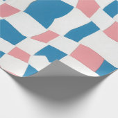 Retro Mod Roze Blauw Checkerboard Abstract Cadeaupapier (Hoek)