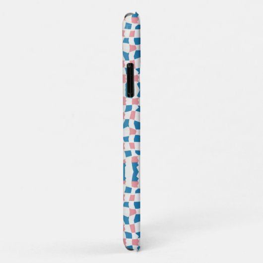 Retro Mod Roze Blauw Checkerboard Abstract Case-Mate iPhone Case (Achterkant/rechts)