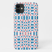 Retro Mod Roze Blauw Checkerboard Abstract Case-Mate iPhone Case (Achterkant)