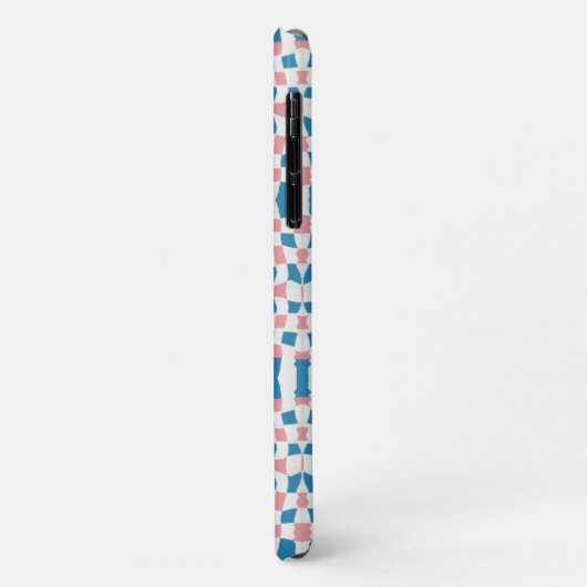Retro Mod Roze Blauw Checkerboard Abstract Case-Mate iPhone Case (Achterkant/links)