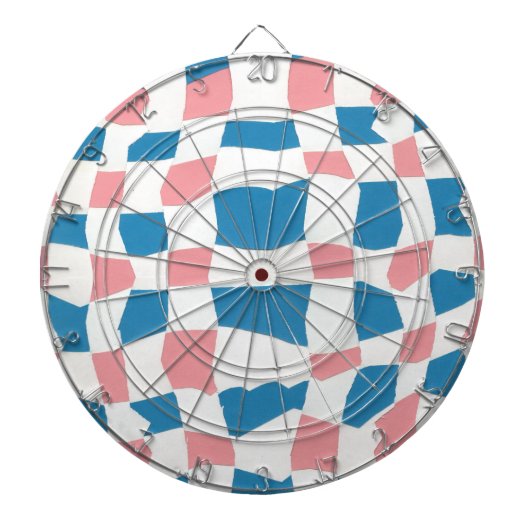 Retro Mod Roze Blauw Checkerboard Abstract Dartbord (Voorkant)