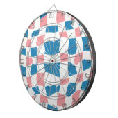 Retro Mod Roze Blauw Checkerboard Abstract Dartbord (Voorkant Rechts)