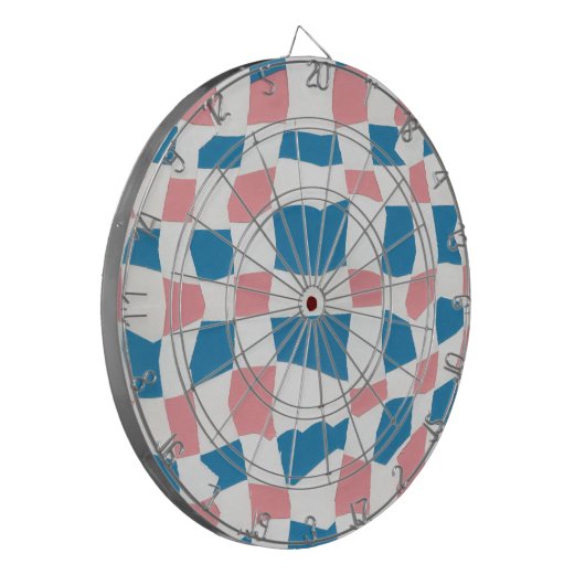 Retro Mod Roze Blauw Checkerboard Abstract Dartbord (Voorkant Links)