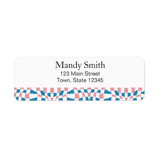 Retro Mod Roze Blauw Checkerboard Abstract Etiket (Voorkant)