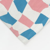 Retro Mod Roze Blauw Checkerboard Abstract Fleece Deken (Hoek)