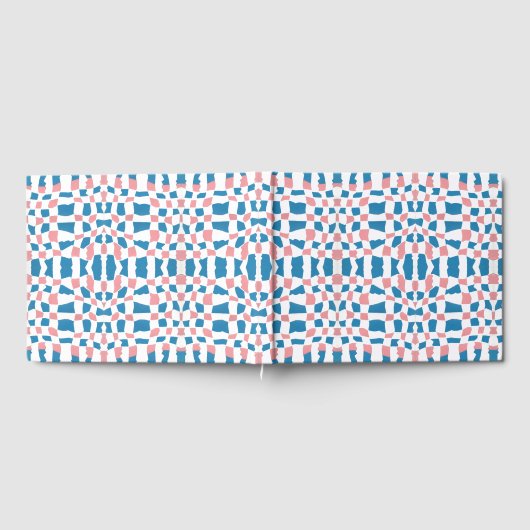 Retro Mod Roze Blauw Checkerboard Abstract Gastenboek (Volledig)