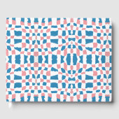 Retro Mod Roze Blauw Checkerboard Abstract Gastenboek (Voorkant)