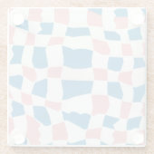 Retro Mod Roze Blauw Checkerboard Abstract Glazen Onderzetter (Achterkant)
