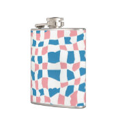Retro Mod Roze Blauw Checkerboard Abstract Heupfles (Links)