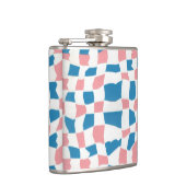 Retro Mod Roze Blauw Checkerboard Abstract Heupfles (Rechts)