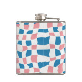 Retro Mod Roze Blauw Checkerboard Abstract Heupfles (Achterkant)