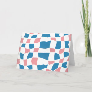 Retro Mod Roze Blauw Checkerboard Abstract Kaart