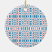 Retro Mod Roze Blauw Checkerboard Abstract Keramisch Ornament (Achterkant)