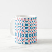 Retro Mod Roze Blauw Checkerboard Abstract Koffiemok (Voorkant links)