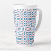 Retro Mod Roze Blauw Checkerboard Abstract Latte Mok (Rechterhoek)