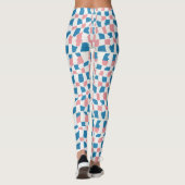 Retro Mod Roze Blauw Checkerboard Abstract Leggings (Achterkant)